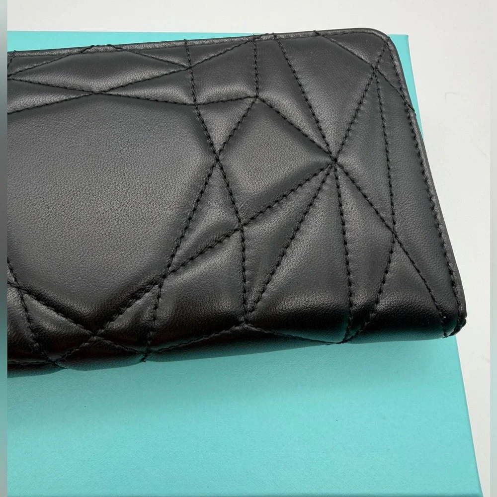 Tiffany & Co. New Black Padded Large zip Wallet